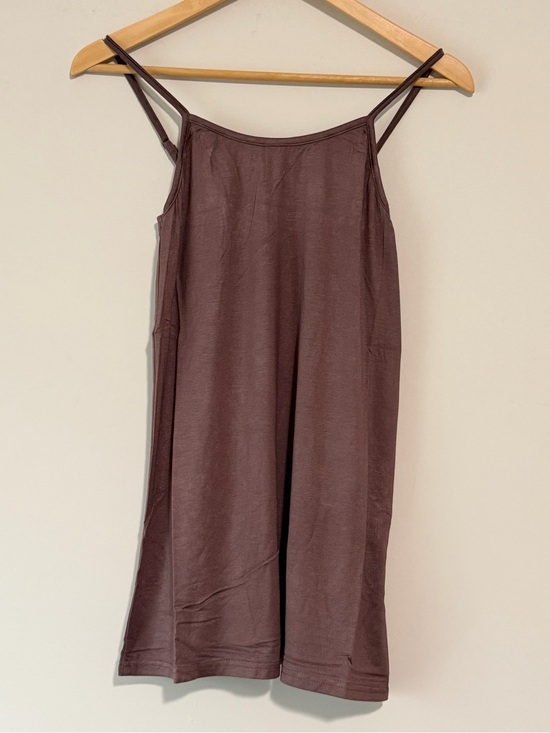 Origami Tops - Origami Chocolate Brown Adjustable Spaghetti Strap Slip Camisole Tank Top